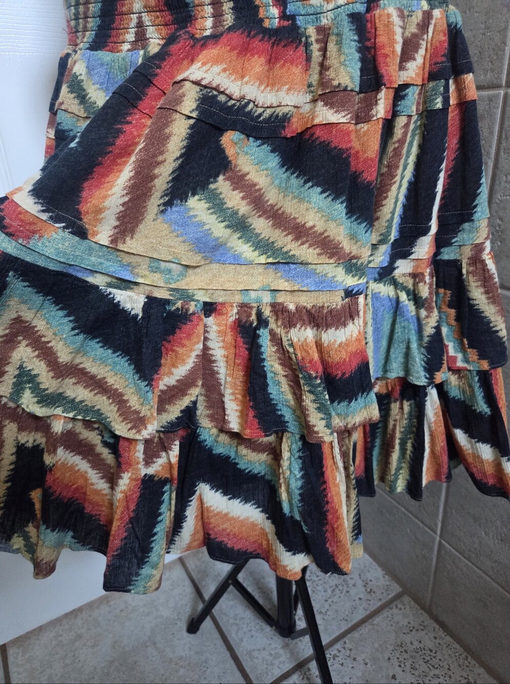 Lauren Ralph Lauren Multi-Color Aztec Tiered Skirt Western Boho Rodeo Size 14 - Picture 3 of 10